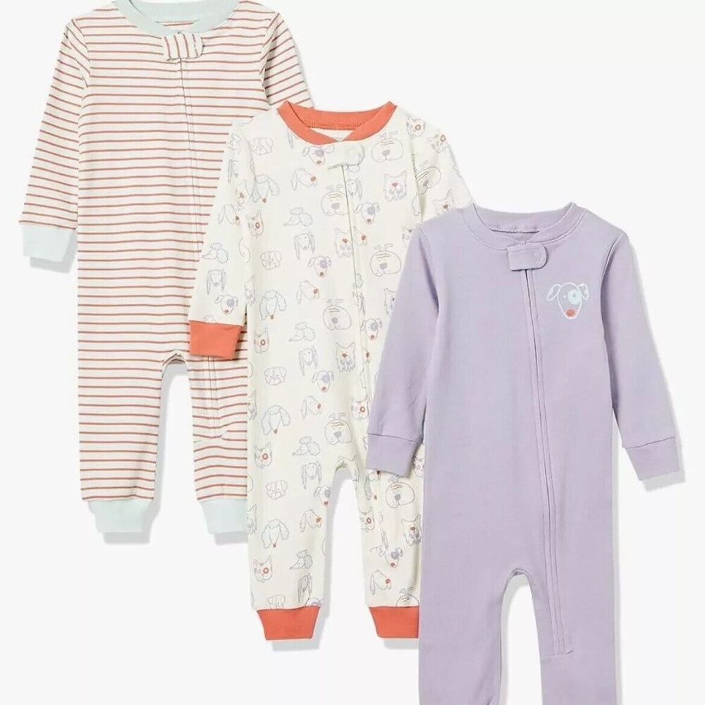 Amazon Essentials Toddler Girl’s 3-pack Snug Fit Sleeper Pajamas